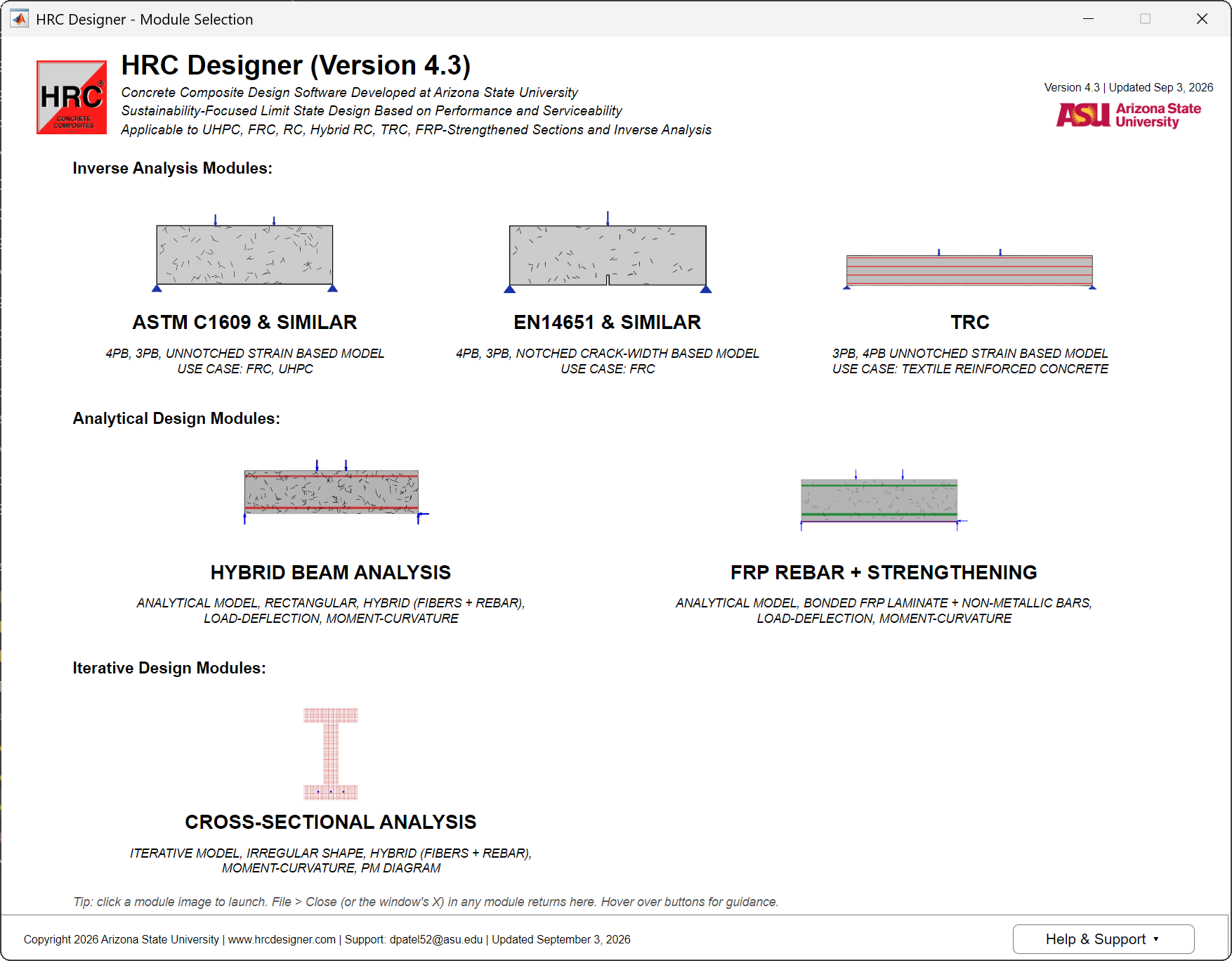 The module selector at first launch